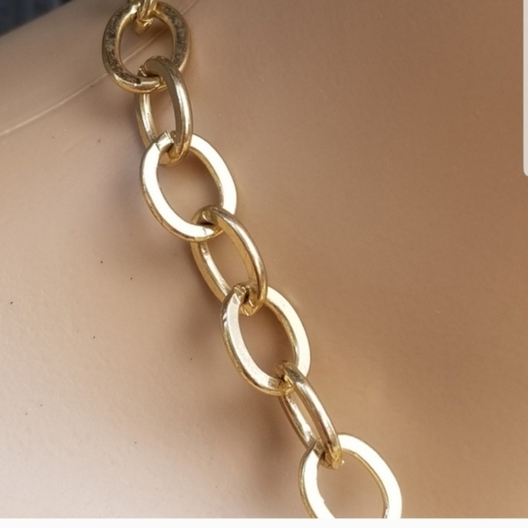 VINTAGE GOLDTONE CHAIN NECKLACE WITH MOTHER OF PEARL & ART GLASS BEADS - Picture 4 of 5